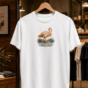 Planet First Flamingo Baskılı Beyaz Unisex Tişört
